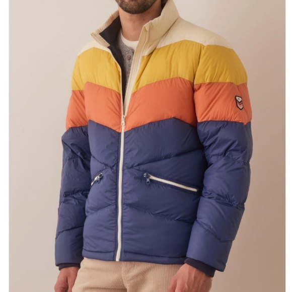 Marine Layer Archive NWT Colorblock Puffer Jacket Blue/Orange M or L MSRP $248 - Picture 3 of 14
